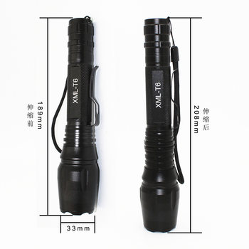 E3 flashlight 18650 two-section rechargeable T6 strong light five-speed dimming flashlight shrink dimming strong light flashlight