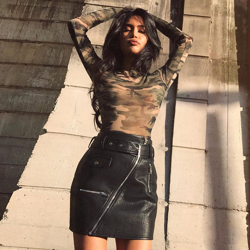 欧美热销网纱上衣女2025夏季女装新款亚马逊迷彩长袖t恤厂家批发