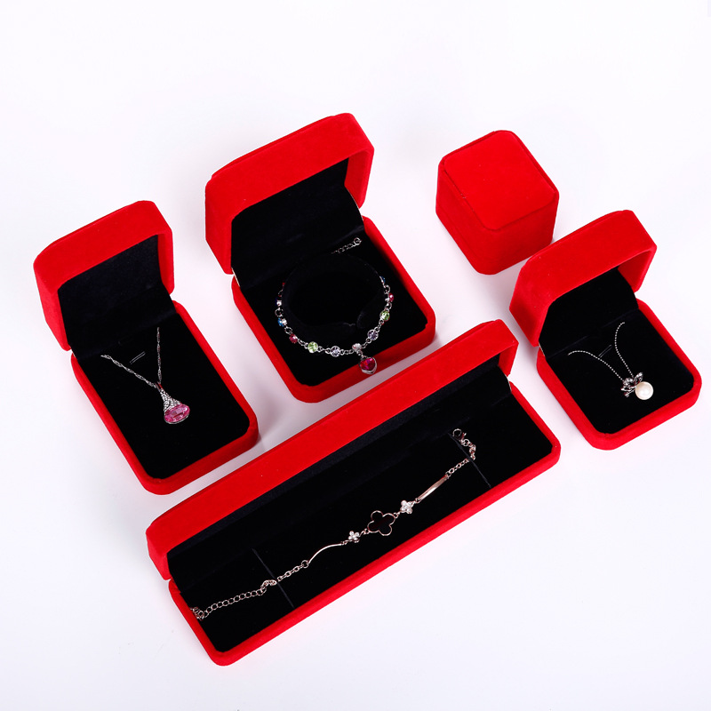 Jewelry box wholesale flannel necklace box pendant box flannel ring earring box bracelet box jewelry packaging box