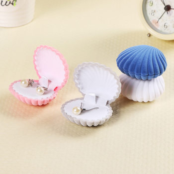 Cross-border Flocking Shell Jewelry Box Korean Style Distinctive Earrings Ring Box Necklace Pendant Box Ring Box in stock