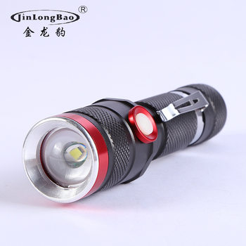 Cross-border new telescopic focusing dimming aluminum alloy strong light L2 outdoor emergency flashlight USB charging belt display