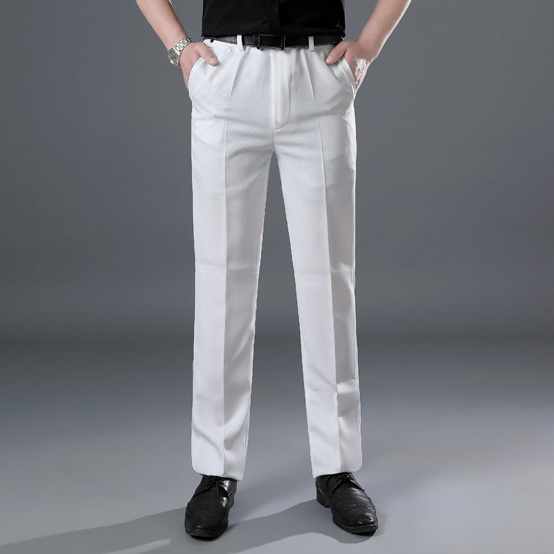 男士写真拍照西服套装礼服舞台演出服主持歌手年会服装白色镶黑边