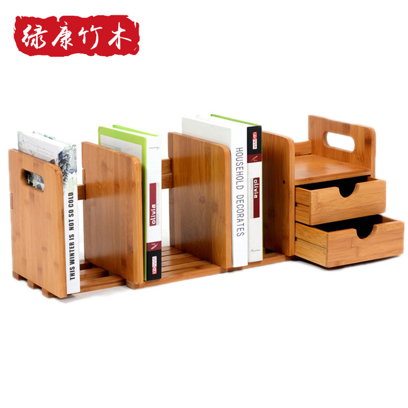 แถบไม้ไผ่สำนักงานชั้นวางหนังสือขนาดเล็กสก์ท็อปการจัดเก็บที่เ...