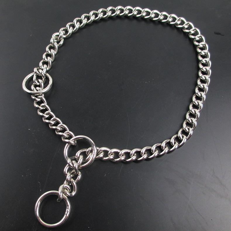 Wholesale twisted flower P chain collar three-ring stainless steel dog collar golden retriever small, medium and large dog seamless welded dog collar
