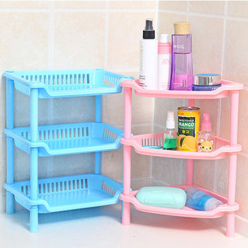 Bathroom Three-Layer Storage Rack Plastic Storage Rack Kitchen Storage Rack Floor-Standing Tripod Square Rack Storage Rack