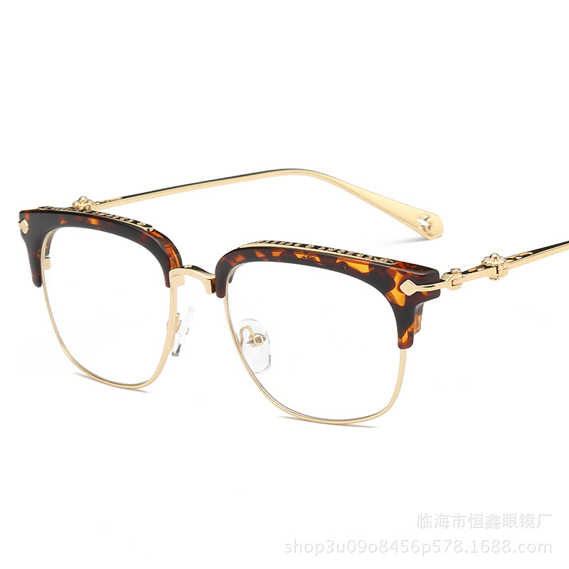 Star glasses frame men and women Korean fashion retro flat mirror can be equipped with metal myopia frame wholesale