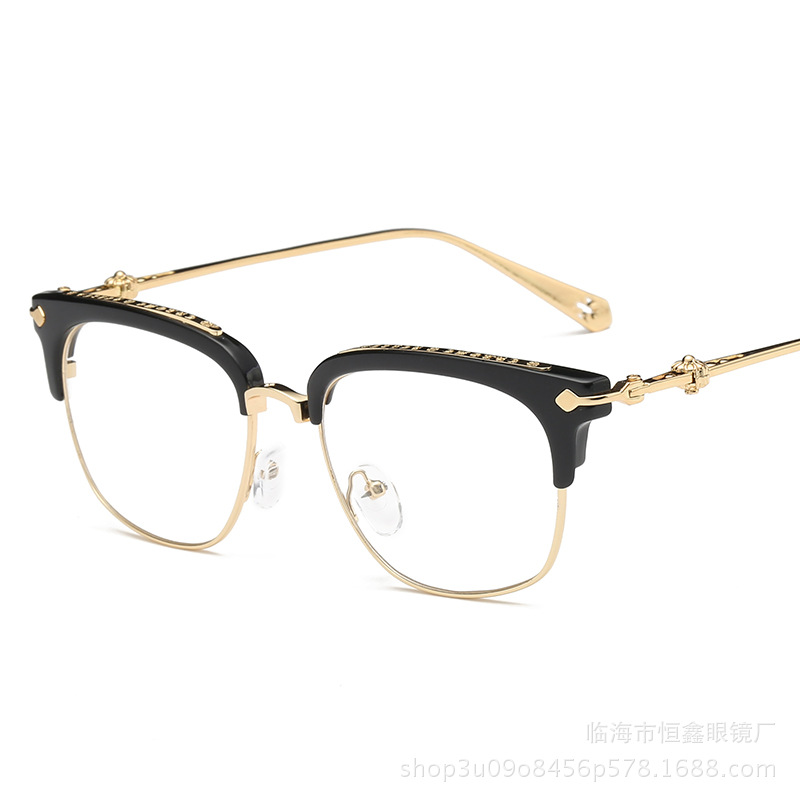 Star glasses frame men and women Korean fashion retro flat mirror can be equipped with metal myopia frame wholesale