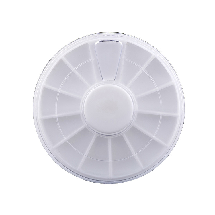 Nail jewelry box 12-grid disc detachable small pearl box rhinestone plate rivet sealed rotating easy-to-use packaging material