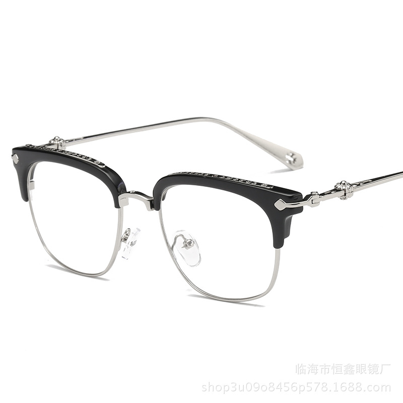 Star glasses frame men and women Korean fashion retro flat mirror can be equipped with metal myopia frame wholesale