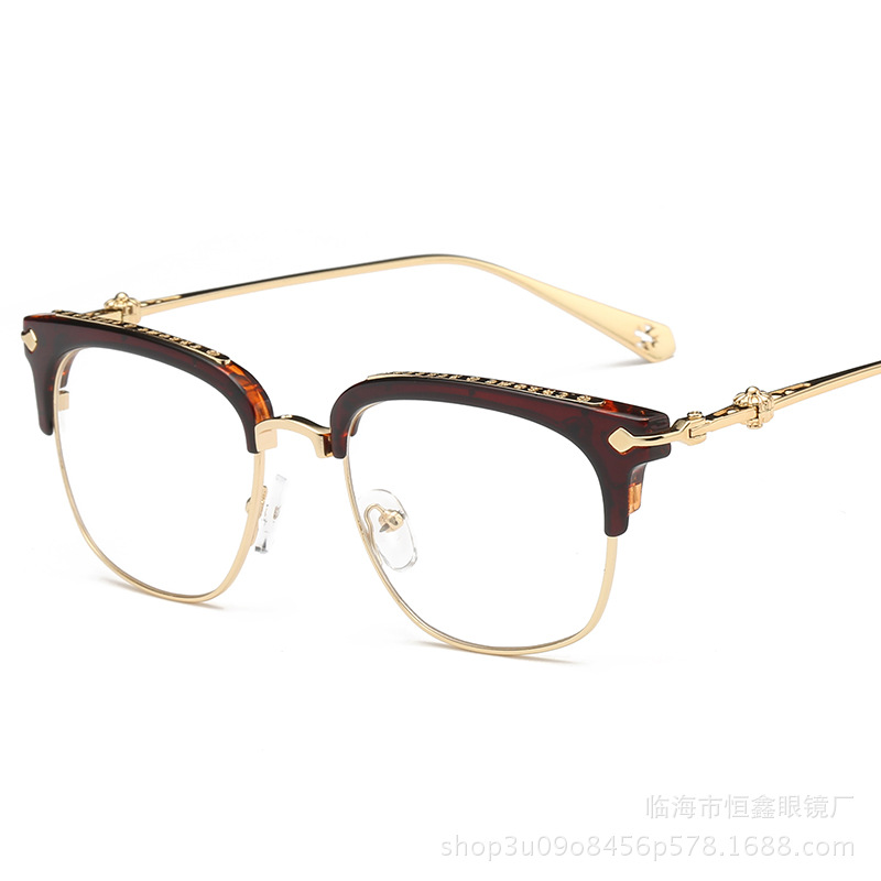 Star glasses frame men and women Korean fashion retro flat mirror can be equipped with metal myopia frame wholesale