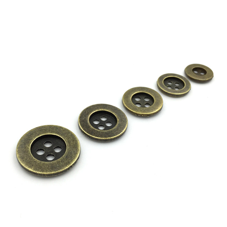 Factory supply metal buttons concave flower copper wide edge four-eye clothing buttons 13mm -20mm large spot