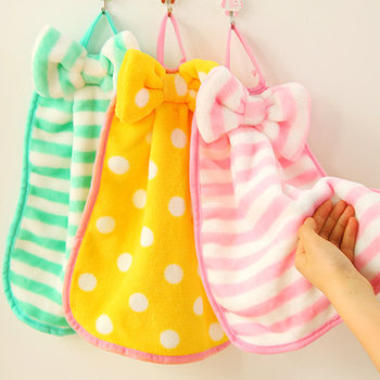 Hand Wipe Small Towel Cute Cartoon Hanging Smelly Hand Wipe Coral Fleece Thickened Absorbent Children's Cotton Small Towel