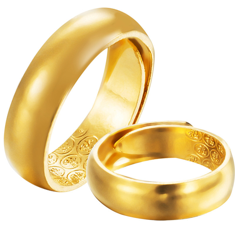 Vietnamese Sand Gold Ring Couple Long-lasting Open Smooth Co...