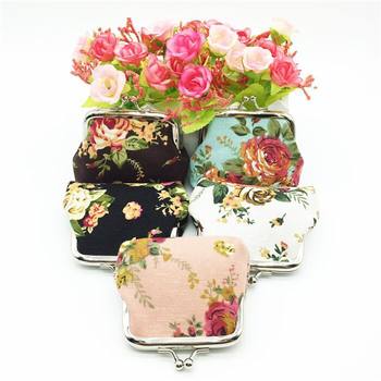 Rose Canvas Mini Coin Purse Women's Fabric Buckle Coin Bag, Children's Cute Small Wallet Factory Direct Sale