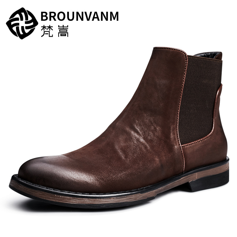 Men’s Leather British High-Top Winter Chelsea Boots