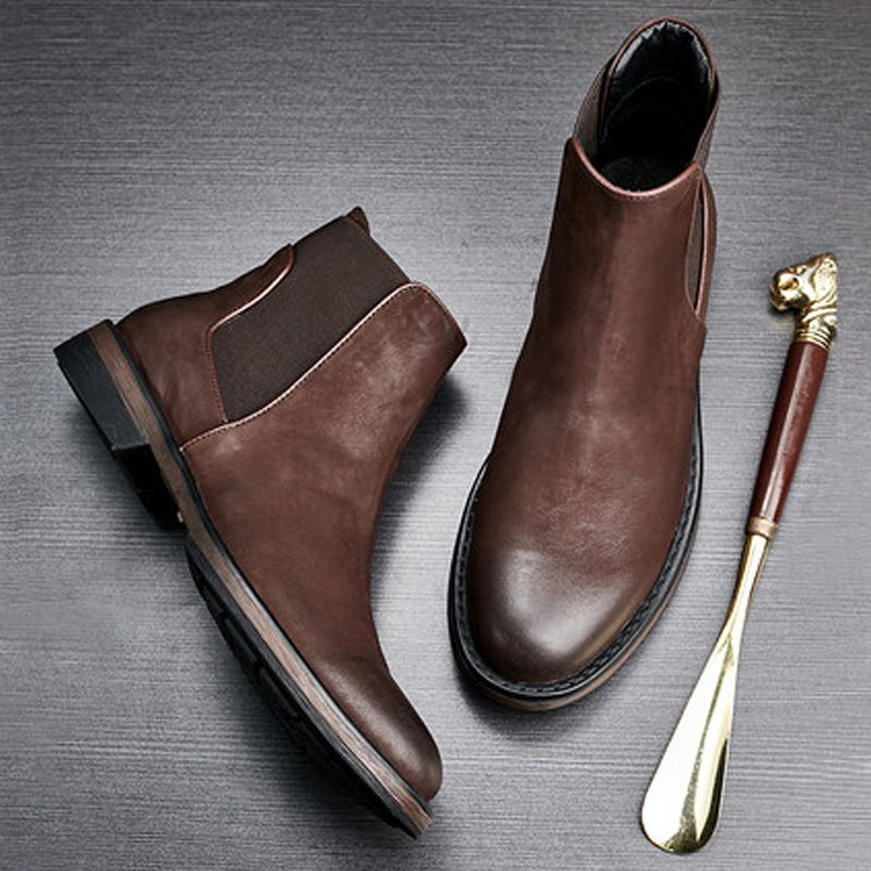 Men’s Leather British High-Top Winter Chelsea Boots
