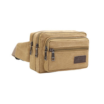Men's Canvas Waist Bag Manufacturer Wholesale Outdoor Sports Multi-Functional Diagonal Small Square Bag Coin Purse Street Stall Supply