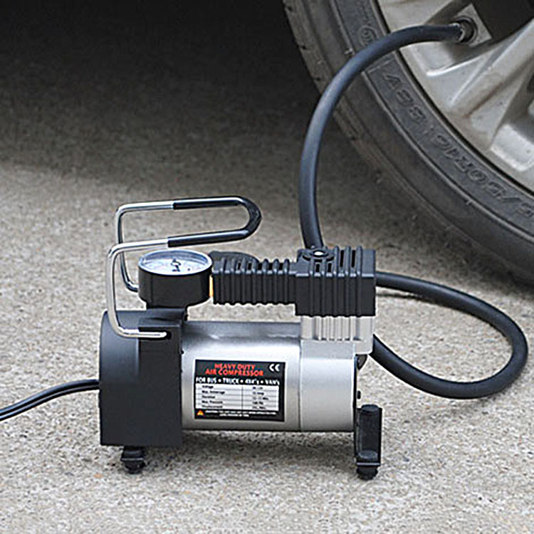 Car Horizontal Bar Air Pump Single Cylinder Car Tire Air Pump 12V Portable Metal Electric Emergency Tool