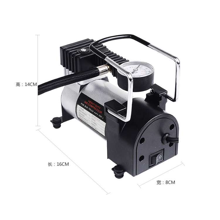 Car Horizontal Bar Air Pump Single Cylinder Car Tire Air Pump 12V Portable Metal Electric Emergency Tool