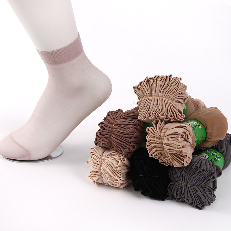 夏季超薄水晶丝透气丝袜 女士透明玻璃短丝袜爆款厂家批发