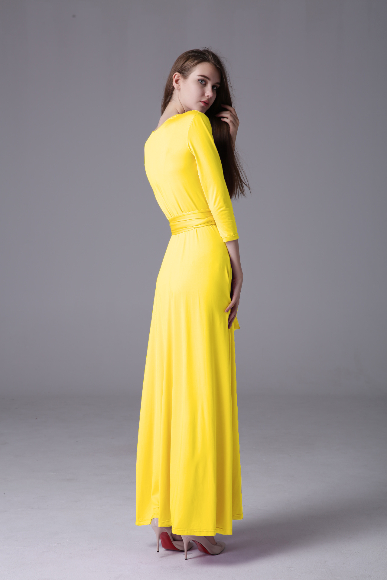 Cross Back Bandage Maxi Dress Versatile 3 4 Sleeve Adjustable Straps Sexy Fit Evening Wear Cocktail Party