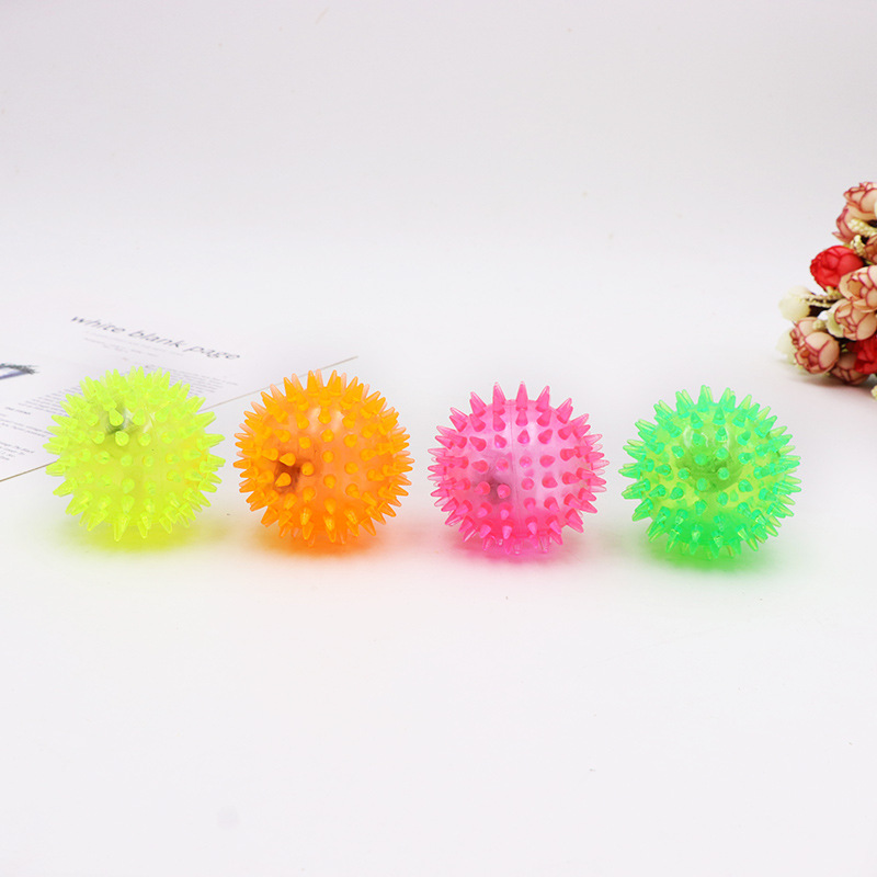 闪光弹力按摩球 跳跳球 带刺球 发光按摩球 宠物玩具地摊夜市批发