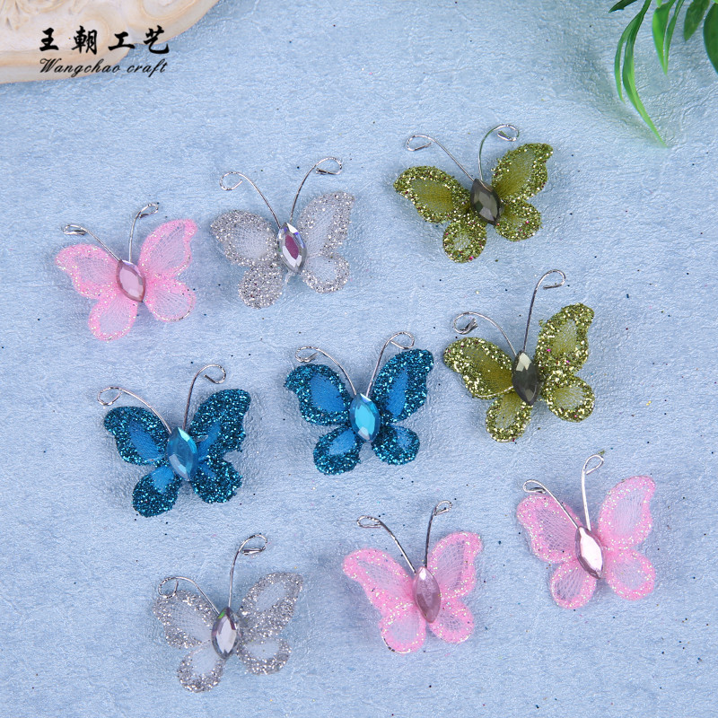 Jewelry accessories 3cm stockings butterfly color powder side butterfly sample factory wholesale