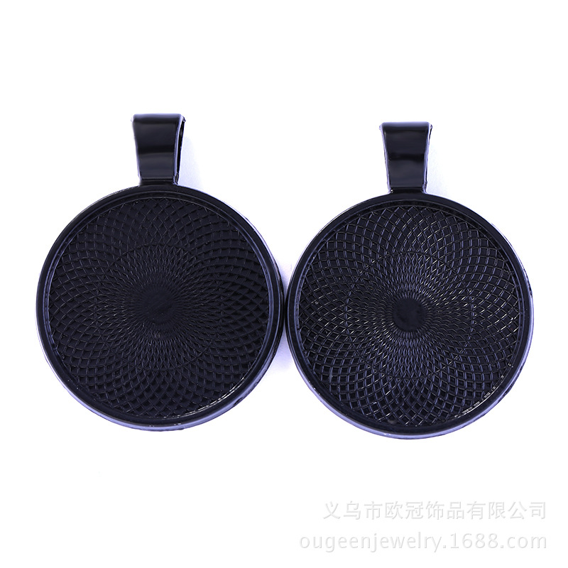 跨境专供25mm圆形项链吊坠底托合金时光宝石底托 合金饰品配件diy