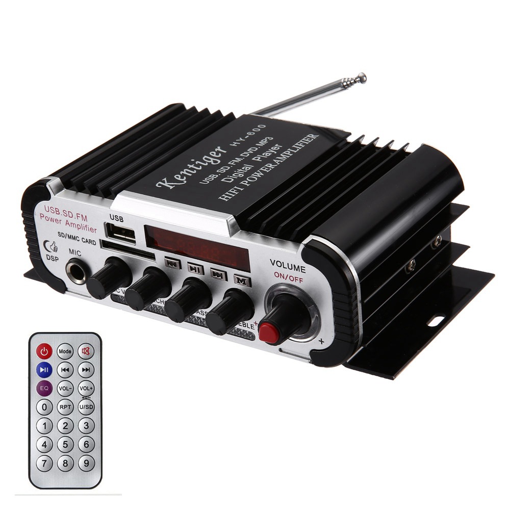 HY600 small power amplifier karaoke microphone USB/SD card reader FM12V small power amplifier car home
