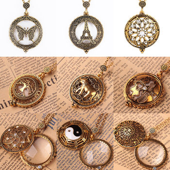 European and American hot sale fashion personalized magnifying glass necklace creative retro animal pendant necklace jewelry factory wholesale