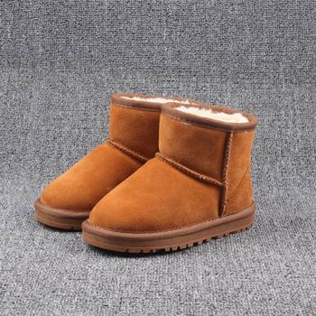 A generation of hair 5854 short tube children's snow boots low tube flat non-slip warm baby cotton boots leather padded