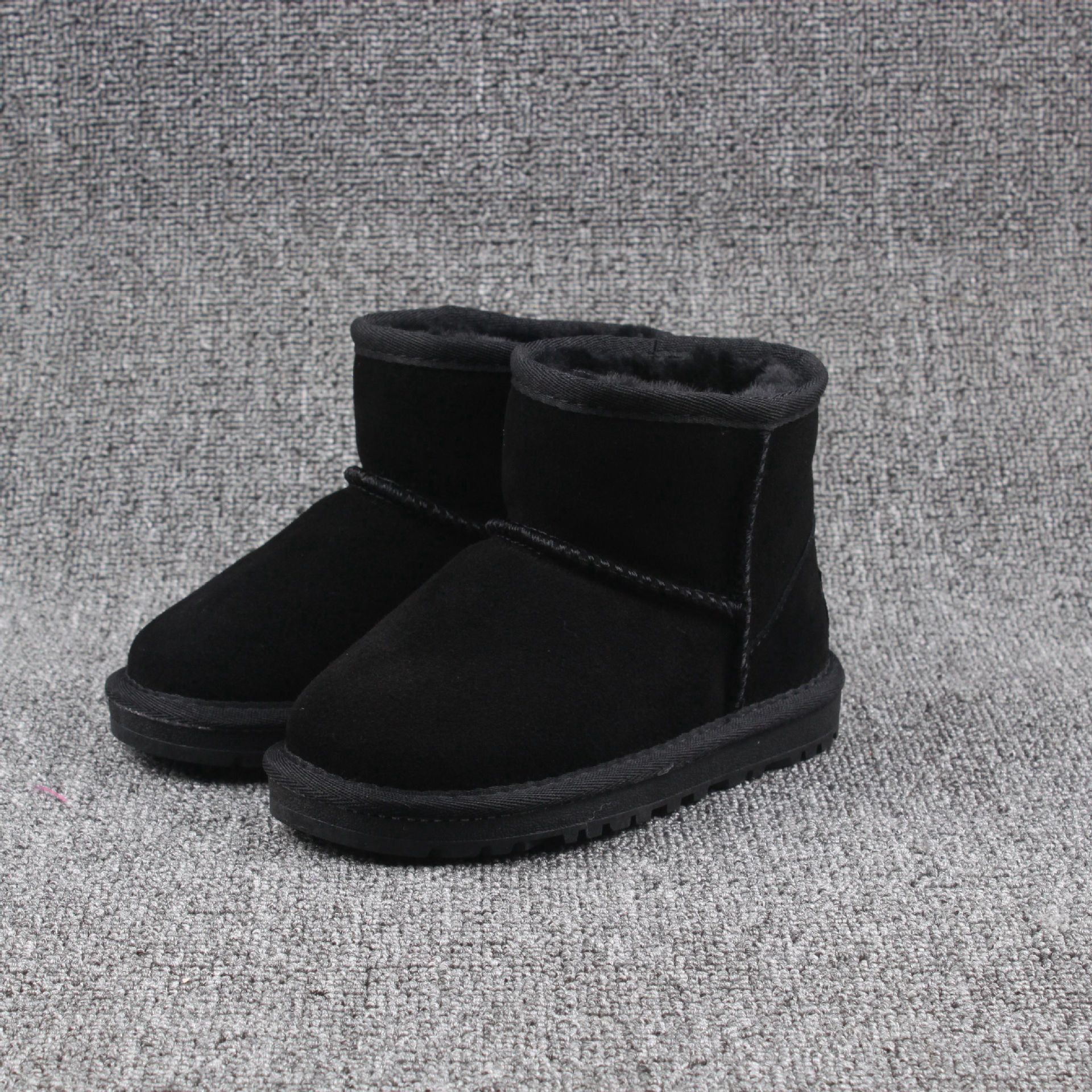 A generation of hair 5854 short tube children's snow boots low tube flat non-slip warm baby cotton boots leather padded