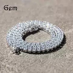 European and American Style Distinctive Zircon Tennis Chain Necklace Men's Hip-Hop All-Match High-Level Jewelry Necklace TennisChain