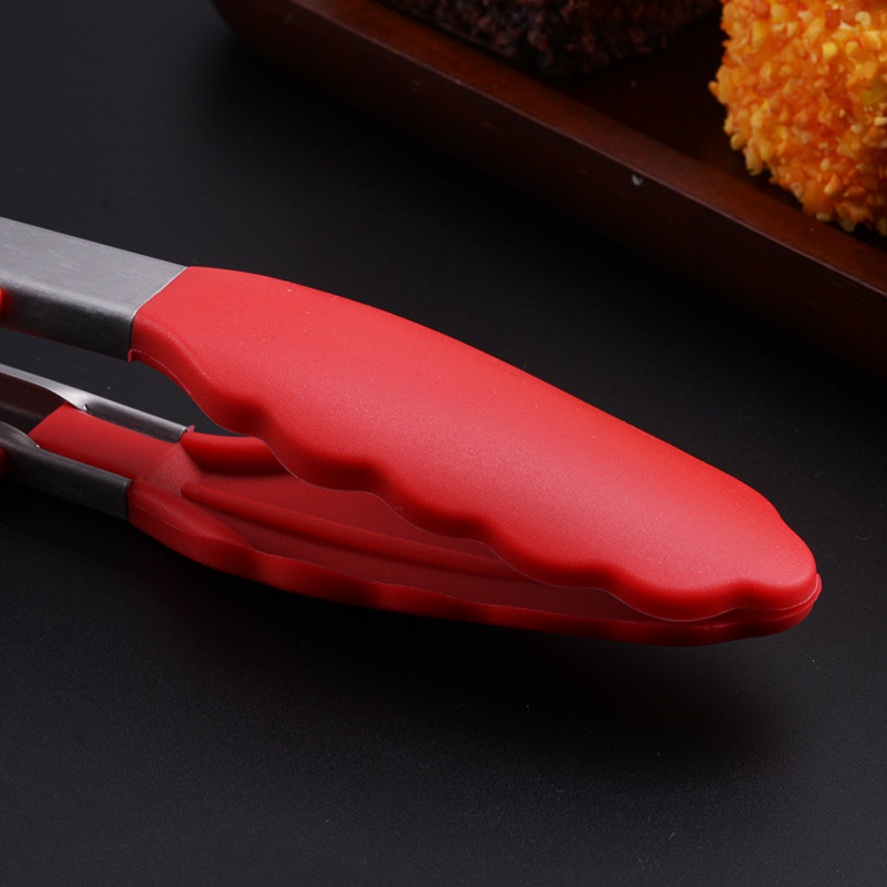 Stainless steel food clip lengthened silicone non-slip barbecue food clip bread cake steak clip baking tool
