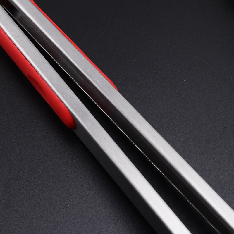 Stainless steel food clip lengthened silicone non-slip barbecue food clip bread cake steak clip baking tool