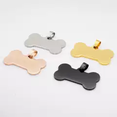 Stainless Steel Dog Tag Necklace, Custom Laser Engraved Bone Shape Pet ID Tag, Titanium Steel Military Tag