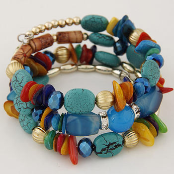 New foreign trade cross-border special European and American bracelet vintage turquoise agate beaded multi-layer winding bracelet bracelet