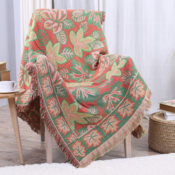Dulcis Portable Living Room Single Cotton Sofa Towel Household Three-Layer Woven Double-Sided Thread Blanket Knitted Travel Blanket Wholesale