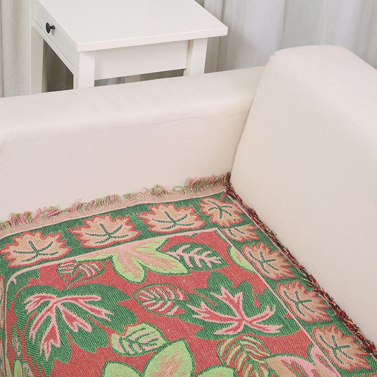 Dulcis Portable Living Room Single Cotton Sofa Towel Household Three-Layer Woven Double-Sided Thread Blanket Knitted Travel Blanket Wholesale