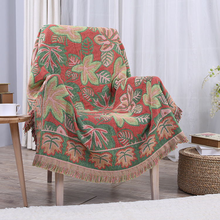 Dulcis Portable Living Room Single Cotton Sofa Towel Household Three-Layer Woven Double-Sided Thread Blanket Knitted Travel Blanket Wholesale