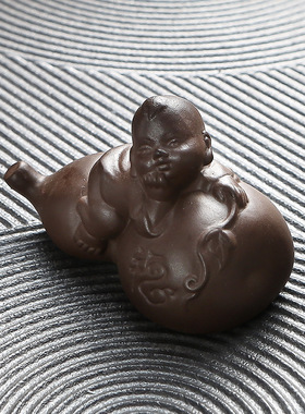 紫砂小水牛茶宠摆件茶艺功夫茶具茶玩扭牛转乾坤茶盘配件可养手工
