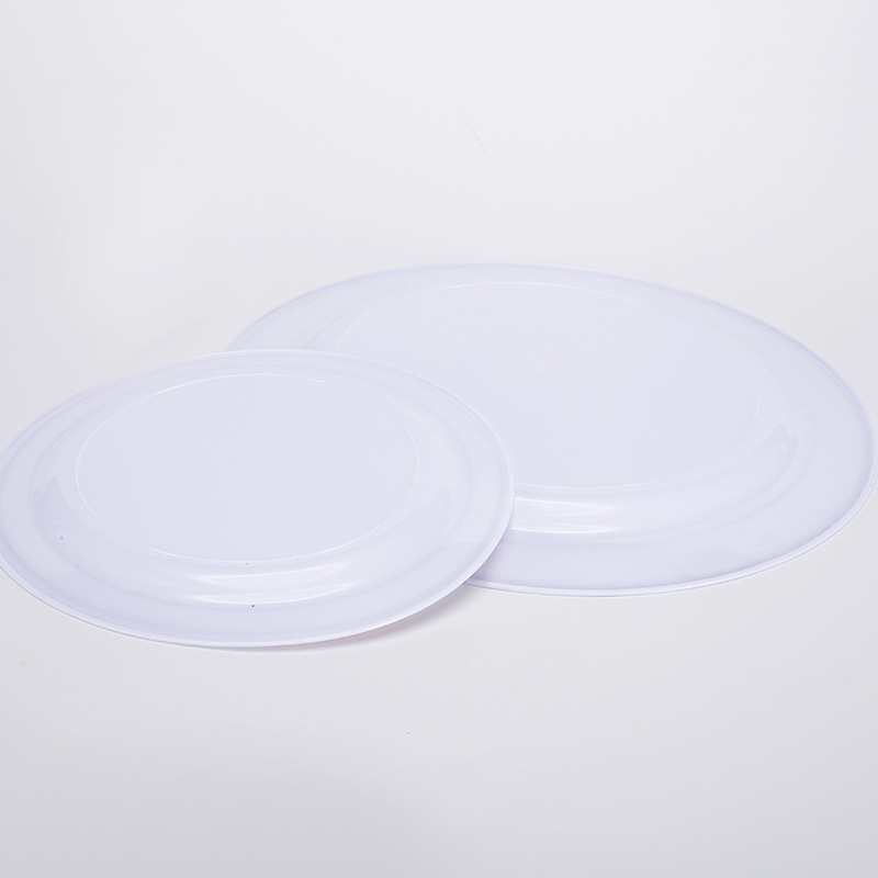 Manufacturer Wholesale 7.5inch White Gold-Stamped Round Ps Plastic Plates, Dinner Plates, Hot Pot Plates, Snack Fruit Plates for Commercial Use