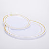 Manufacturer Wholesale 7.5inch White Gold-Stamped Round Ps Plastic Plates, Dinner Plates, Hot Pot Plates, Snack Fruit Plates for Commercial Use