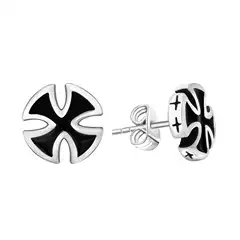 Japanese Korean Trendy Titanium Steel Cross Enamel Earrings Men Women Stud Earrings Personalized Fashion Niche Ear Cuff CF061