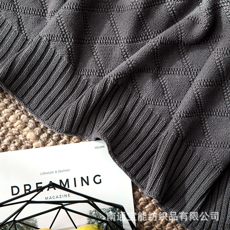 New Products on the Market Cotton Diamond Plaid Knitted Blanket Wool Blanket Air-conditioning Blanket Sofa Cover Blanket