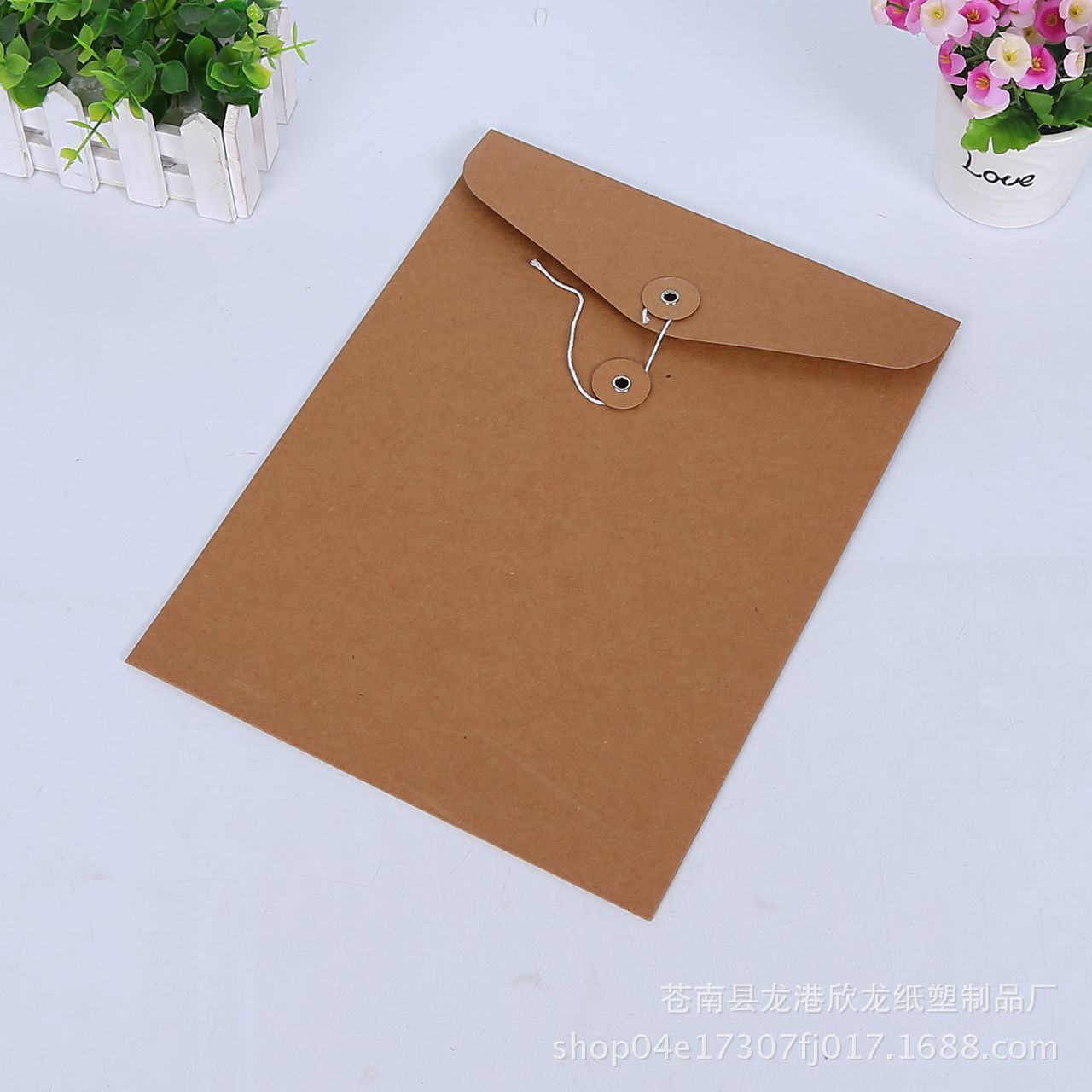 A4 kraft paper file bag horizontal file bag blank large capacity line buckle data storage bag printing custom logo