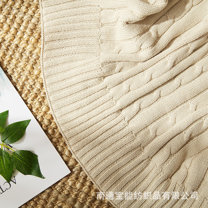 Nordic Knitted Blanket Twist Cotton Wool Blanket Sofa Blanket Office Afternoon Leisure Blanket Bed End Blanket