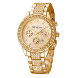 Популярные женские часы GENEVA Geneva watches мужские часы с трехглазым стальным ремешком, инкрустированным бриллиантами, календарь, производители, оптовая продажа