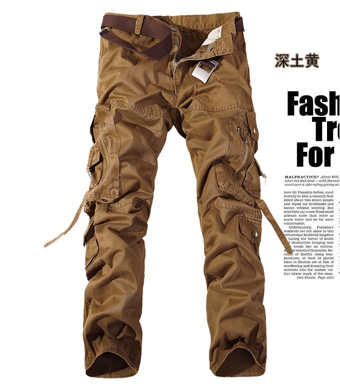 跨境电商热卖款 宽松大码多口袋水洗工装裤男 户外大码休闲裤子