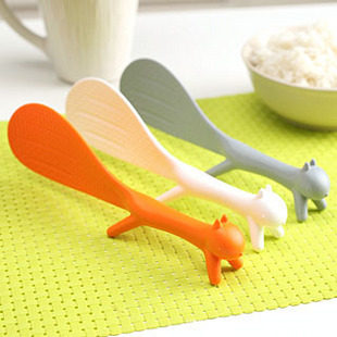 Squirrel Rice Spoon, Korean Style, Cute and Creative, Non-Stick, Can Stand, Squirrel Rice Spoon, Plastic Non-Stick Rice Spoon for Rice Cooker